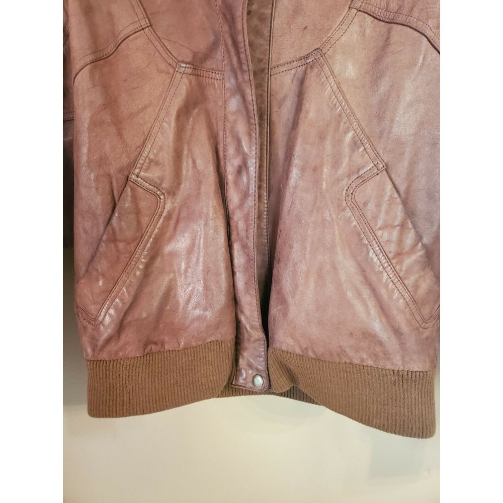 Vintage Burk's Bay Distressed Brown Leather Jacket, Size XL, RN 76727 - Picture 7 of 12
